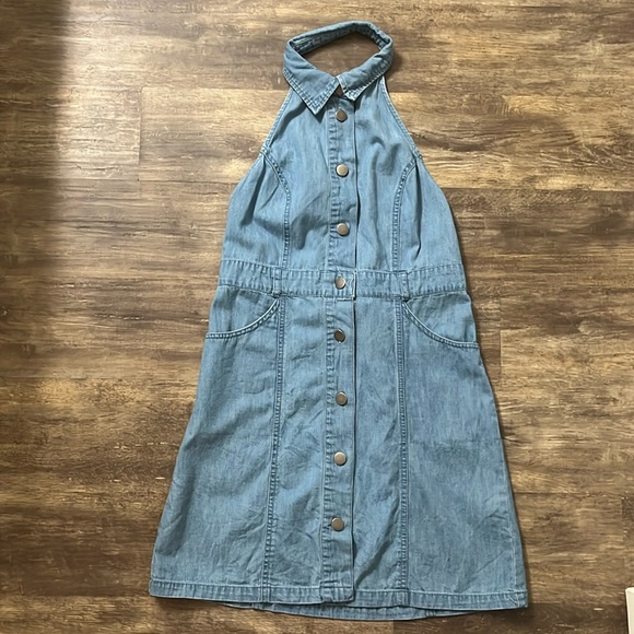 Free People Sami Denim Halter Minidress - Picture 3 of 5